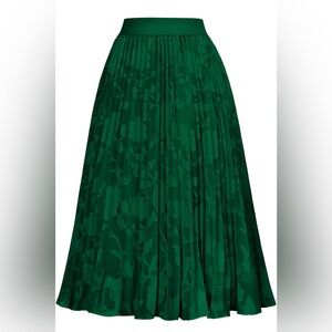 Grace Karin Green Midi Pleated A-Line Skirt